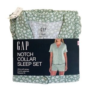NWT Pajamas Gap Shorts Shirt Sleeve Loungewear Notch Collar